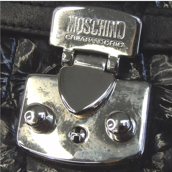 Moschino Classic Black Embossed Leather Chain Shoulder bag - Picture 11 of 11